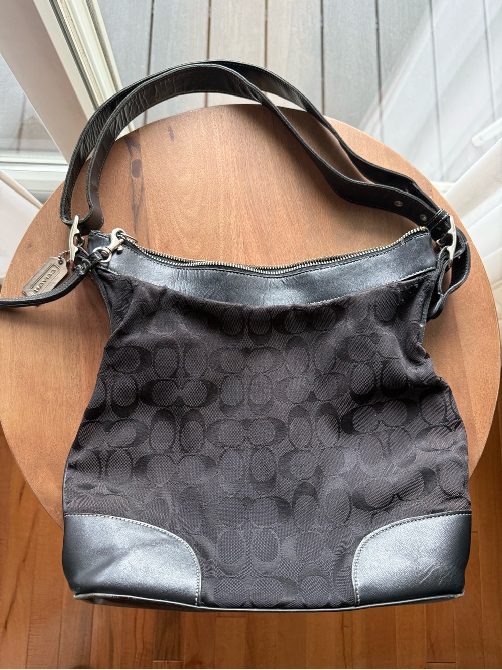 Coach Black Signature Canvas Shoulder Hobo